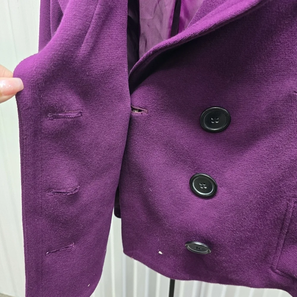 INC International Concepts Purple Double Breasted Pea Coat Womans Jacket
